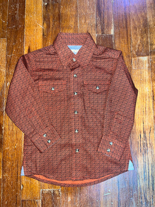 Wrangler 20X Boy’s Snap Western Shirt Shirt Rust/Black