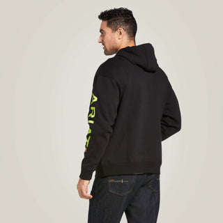 Ariat Men's Shirts Ariat Men's Rebar Graphic Hoodie Black/Lime Green Logo