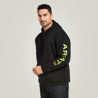 Ariat Men's Shirts Ariat Men's Rebar Graphic Hoodie Black/Lime Green Logo