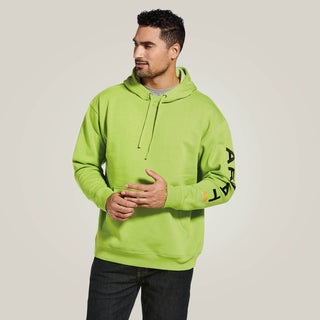 Ariat Men's Shirts Ariat Men's Rebar Graphic Hoodie Lime Green and Black Logo