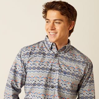 Ariat Men's Shirts Ariat Men's Richie Grey/Blue Aztec Print Button Down