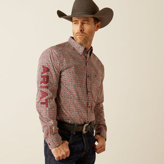 Ariat Men's Shirts Ariat Men's Team Omega Fitted Shirt Red/Brgundy