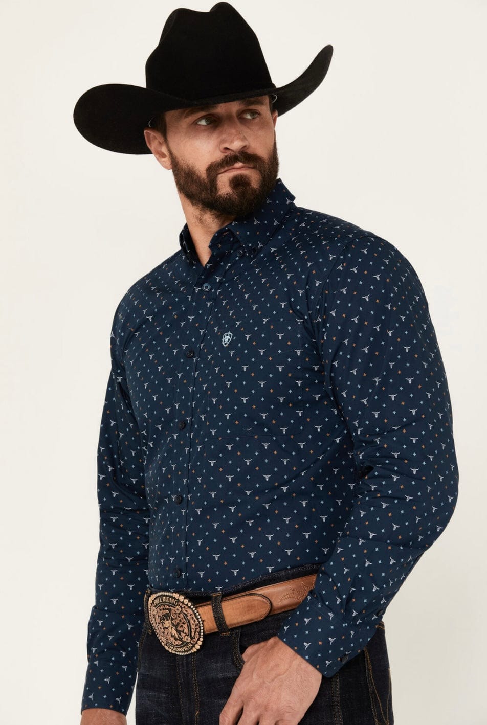 Wrangler Boys' Dotted Print Long Sleeve Snap Western Shirt