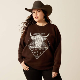 Ariat Shirts & Tops Ariat Women's Taurus Oversized Crew Neck Sweatshirt Brown