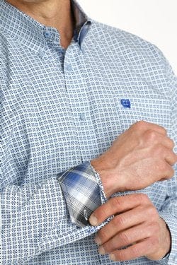 CINCH Shirts & Tops Cinch Men's Geometric Print Button Down Western Shirt Light Blue