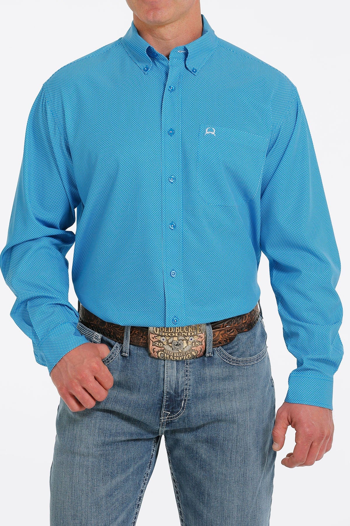 Men's Cinch Long Sleeve Blue Multi Print Button Down Shirt