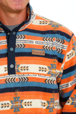 CINCH Shirts & Tops Cinch Mens Orange and Navy Polar Fleece