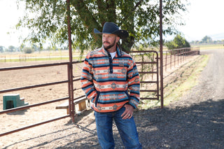 CINCH Shirts & Tops Cinch Mens Orange and Navy Polar Fleece