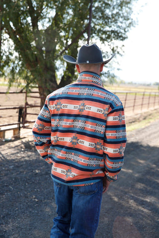 CINCH Shirts & Tops Cinch Mens Orange and Navy Polar Fleece