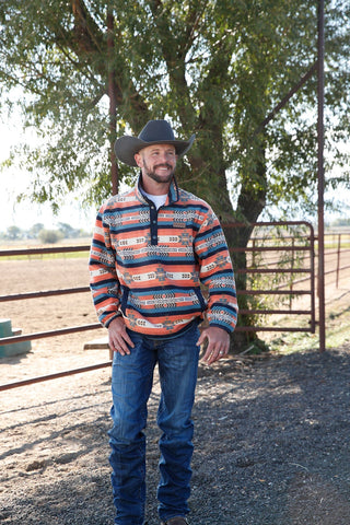 CINCH Shirts & Tops Cinch Mens Orange and Navy Polar Fleece