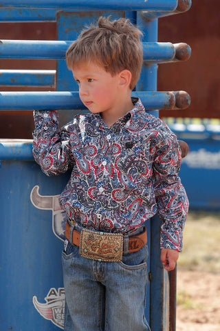 CINCH Boys Cinch Toddler Boy's Paisley Long Sleeve Red/Blue/White