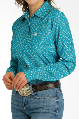 CINCH Shirts & Tops Cinch Women's Geometric Print ArenaFlex Button Down Western Shirt Teal