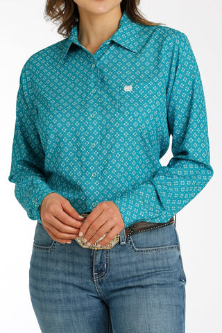 CINCH Shirts & Tops Cinch Women's Geometric Print ArenaFlex Button Down Western Shirt Teal