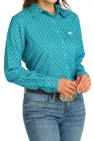 CINCH Shirts & Tops Cinch Women's Geometric Print ArenaFlex Button Down Western Shirt Teal