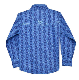 Cowboy Hardware Cowboy Hardware Boy’s Blue Tonal Aztec Print Western Shirt