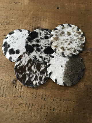 Cowboy Swagger 5 Piece Cow Hide Coaster Set