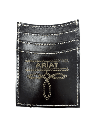 Cowboy Swagger Ariat Men’s Black Basket Weave and Brown Floral Embossed Card Case