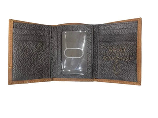 Cowboy Swagger Ariat Men’s Flag Embossed Leather TriFold Wallet