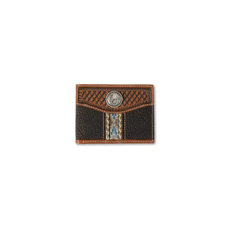 Cowboy Swagger Ariat Men’s Southwest Inlay Tooled Overlay Circle Conch Removable Passcase Wallet