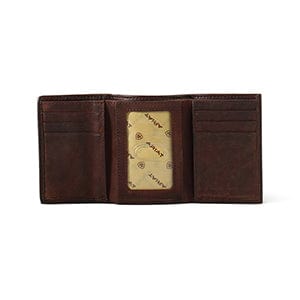 Cowboy Swagger Ariat Men’s Tooled Leather and Multi Colored Woven TriFold Wallet