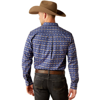 Cowboy Swagger Ariat Mens Connor Fitted Long Sleeve Shirt Navy Blue