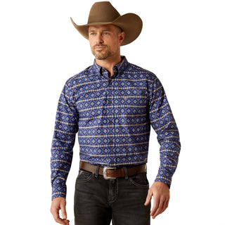 Cowboy Swagger Ariat Mens Connor Fitted Long Sleeve Shirt Navy Blue