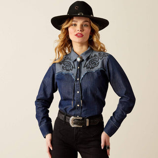 Cowboy Swagger Ariat Women’s Second Fiddle Long Sleeve Shirt Medium Blue