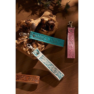 Cowboy Swagger Blooming Meadows Key Fob in Turquoise