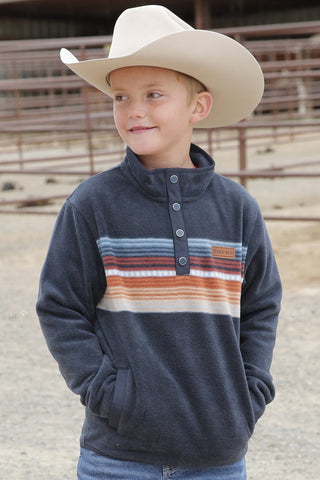 Cowboy Swagger Cinch Boys Polar Fleece Navy Stripes