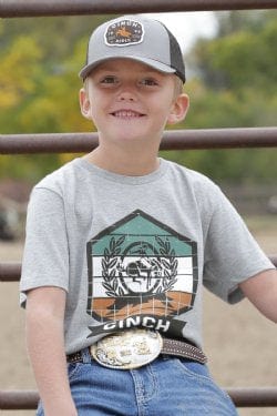 Cowboy Swagger Cinch Boys Short Sleeve Gray Logo Tee