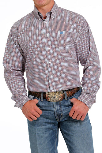 Men's 2-Tone Space Cowboy Embroidered Western Shirt - L