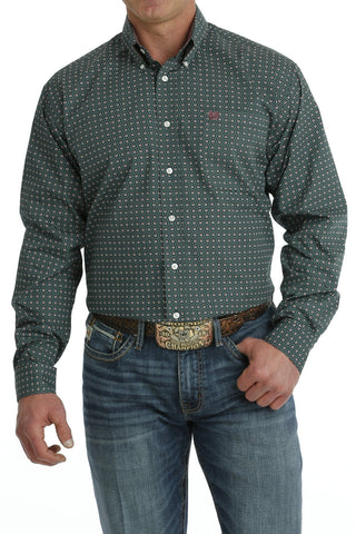 Cowboy Swagger Cinch Mens Long Sleeve Flower Printed Shirt Green