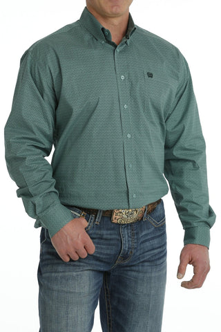 Cowboy Swagger Cinch Mens Long Sleeve Geometric Print Shirt Turquoise