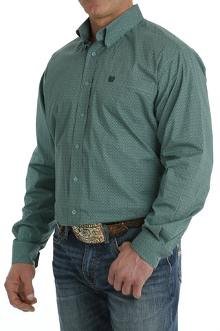 Cowboy Swagger Cinch Mens Long Sleeve Geometric Print Shirt Turquoise