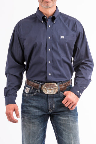 Cowboy Swagger Cinch Mens Long Sleeve Solid Navy Button Down Shirt