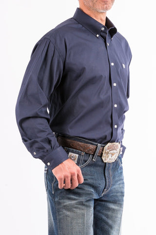 Cowboy Swagger Cinch Mens Long Sleeve Solid Navy Button Down Shirt