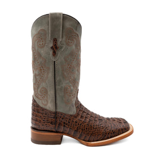 Cowboy Swagger Ferrini Mens Print Caiman Croc Square Toe Boot Sport Rust