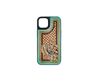 Cowboy Swagger IPhone 14 Phone Case Hand-tooled Turquoise Leather