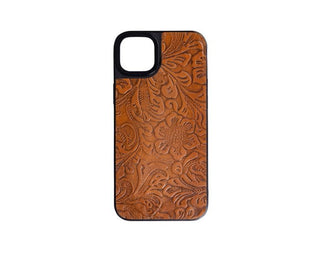 Cowboy Swagger IPhone 14 Plus Phone Case Brown Embossed Leather