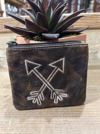 Cowboy Swagger Leather Coin Pouch Arrow Stitched