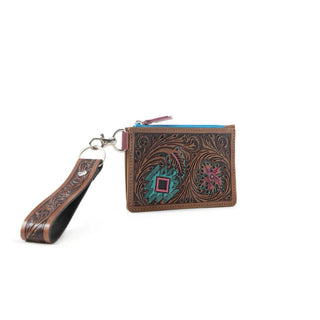 Cowboy Swagger Myra Pride of Prickly Pears Credit Card Holder Pink and Turquoise tooled