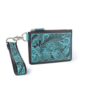 Cowboy Swagger Myra Pride of the Prickly Pears Credit Card Holder Black and Turquoise Tooled