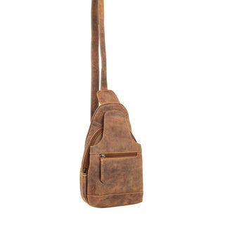 Cowboy Swagger Myra Western Fork Sling Bag in Camel