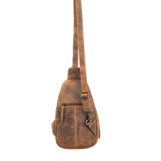 Cowboy Swagger Myra Western Fork Sling Bag in Camel