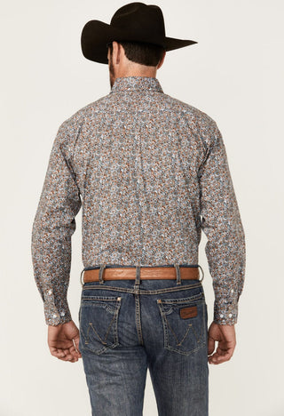 Cowboy Swagger Panhandle Men's Paisley Print Long Sleeve Button-Down Stretch Western Shirt