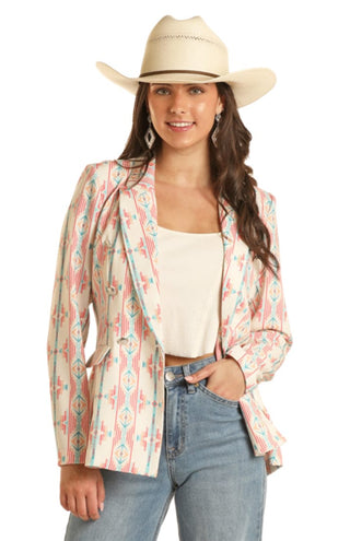 Cowboy Swagger Rock and Roll Women's Printed Blazer