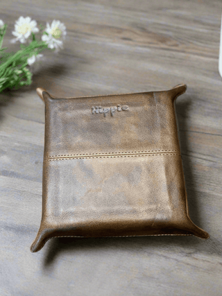 Cowboy Swagger Tooled Floral Feather Brown Leather Catchall