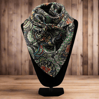 Cowboy Swagger Wild Rag Floral Paisley Blue and Green