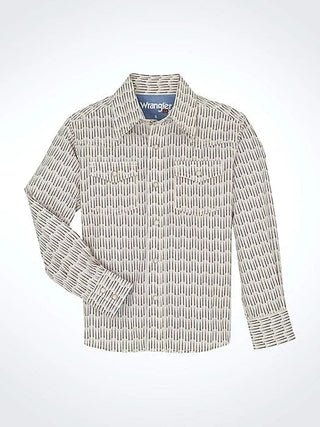 Cowboy Swagger Wrangler Boys LS Dot Striped Pearl Snap