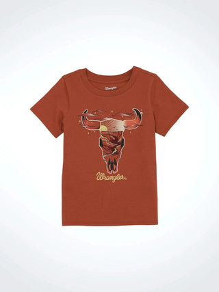 Cowboy Swagger Wrangler Girls Orange Skull Sunset Tee